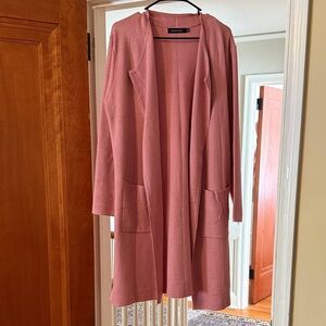 Pink Open Front Cardigan Coat